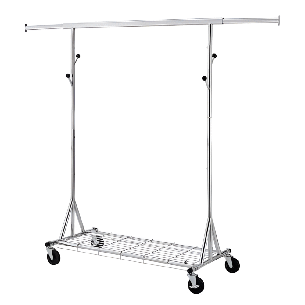 Nosa Silver Polished Metal Collapsible Clothing Rack with Wheels 75 in. - Image 2